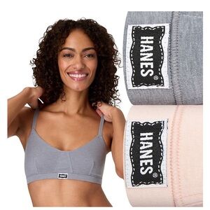 Hanes Originals Ultimate 2-Pack Vintage Triangle Bralette Set